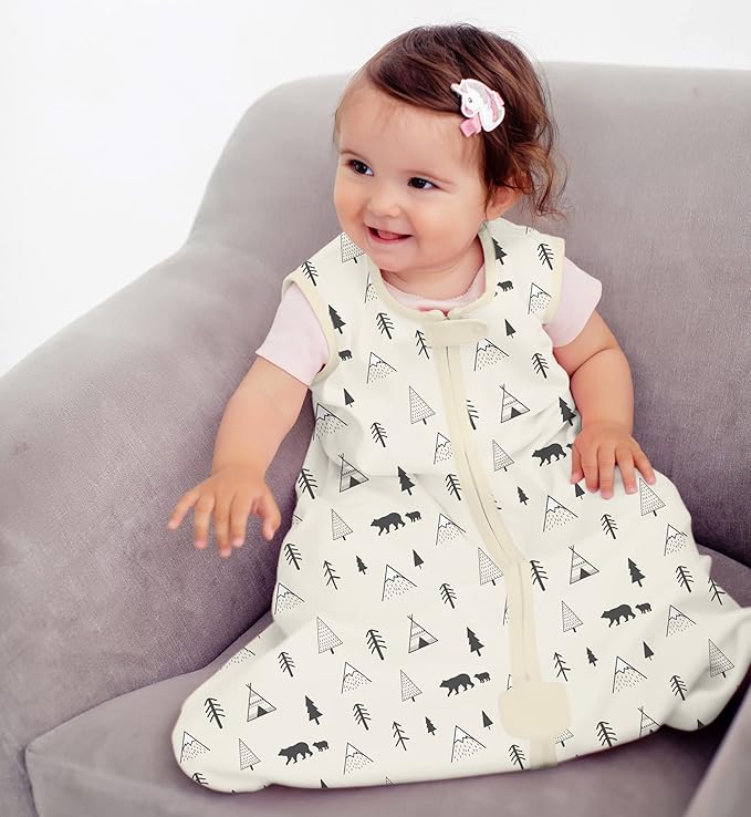 Mama Cheetah Baby Sleep Sack 0.5 TOG, Organic Cotton Baby Wearable Blanket with Two-Way Zipper, Swaddle Transition Baby Sleeping Bag for Newborn Infant Toddler Boy Girl, 6-12 Months