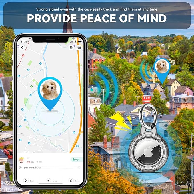 Upgrade Waterproof 2 Pack Airtags Holder with Apple Airtags Keychain, Hard PC Air Tag Case, Anti-Scratch & Shock Air tag Holder, Men's Women's Keyrings & Keychains-Clear Black+ Clear Pink