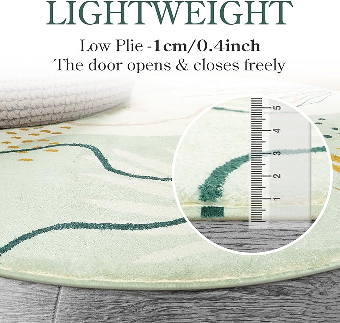 Lahome Green Washable Area Rug - 2x3 Botanical Print Small Rug Modern Abstract Non-Slip Minimalist Art Area Rug Accent Distressed Throw Rugs Floor Carpet for Living Room Bedroom Entryway Rug