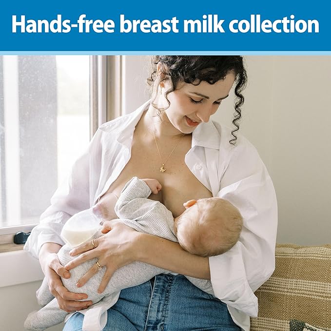 Dr. Brown's 100% Silicone One-Piece Breast Pump,Hands-Free Breast Milk Collector with Anti-Colic Options+ Baby Bottle (4 oz/120 mL),Level 1 Nipple,Travel Lid and Travel Bag