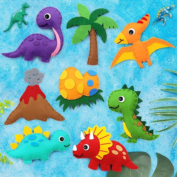 CiyvoLyeen Dinosaur Sewing Kit Dinosaur Felt Animal DIY Crafts for Girls and Boys Educational Sewing for Kids Art Craft Kits for Beginners