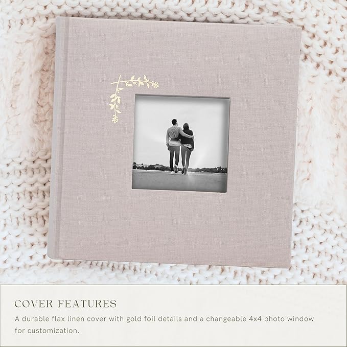 Elegant Linen Photo Album - 200 Acid-Free Pockets for 4x6 Pics - Perfect for Weddings & Gifts
