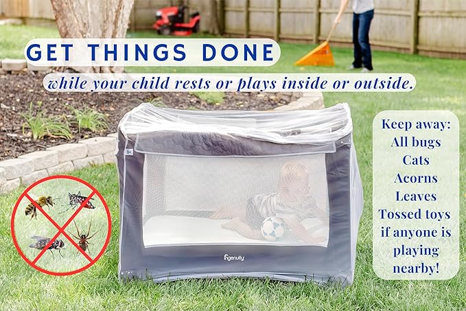 Pack n Play Cover with Zippers – Adaptable Premium Quality Mosquito Net for Stroller, Jogging Stroller, Playpen, Bassinet, Travel Crib – Portable Mosquito Net for Baby, Drawstring Base for Snug Fit