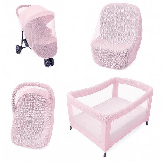 Enovoe Mosquito Net for Stroller and Baby Crib - Durable Mesh Bug Net Cover with Elastic Edge - Fits Strollers, Bassinets, Playards, and Mini Cribs - Travel Essential for Newborns - 63x64-Inch (White)