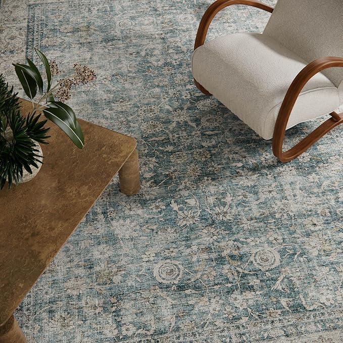 Machine Washable Living Room Rug: 8x10 Area Rugs for Bedroom Vintage Stain Resistant Non Slip Low Pile Lightweight Boho Carpet for Kitchen Dining Room Farmhouse Kids Room Nursery