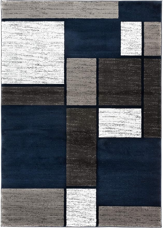 Rugshop Contemporary Modern Boxes Area Rug 7' 10" x 10' 2" Navy