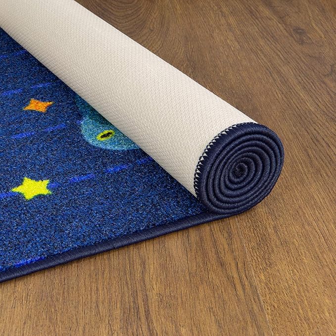 KC Cubs 8x10 Outer Space Solar System Toy Car Road Rug – Educational Play Mat Carpet for Kids, Toddlers, Nursery, Classroom, Playroom, Baby Daycare