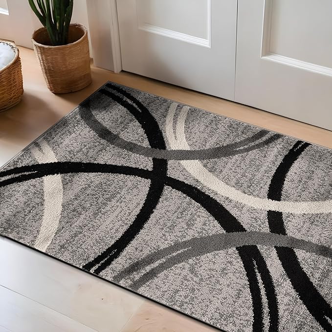 Rugshop Modern Wavy Circles Design Area Rug 2'7" x 4' Gray