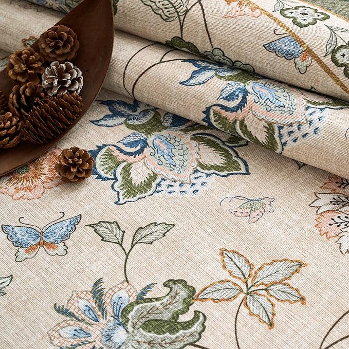 jinchan 2x5 Floral Runner Rug for Hallway Washable Kitchen Runner Vintage Romance Design Non Slip Thin Indoor Floor Cover Low-Profile Throw Carpet for Entryway Bathroom Bedroom Porch, Green/Beige