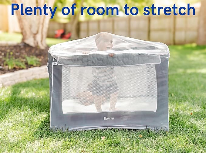 Pack n Play Cover with Zippers – Adaptable Premium Quality Mosquito Net for Stroller, Jogging Stroller, Playpen, Bassinet, Travel Crib – Portable Mosquito Net for Baby, Drawstring Base for Snug Fit