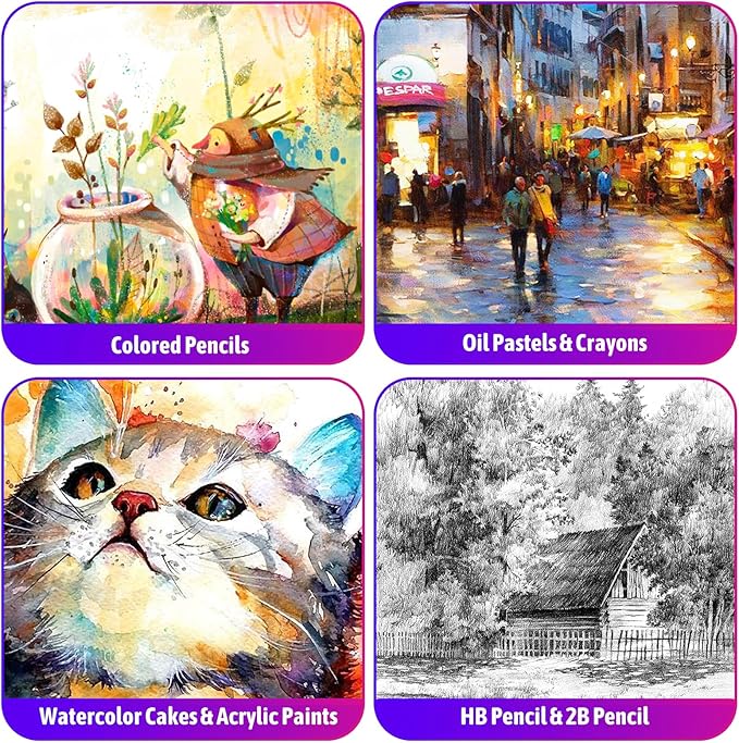 iBayam Gifts for Kids Teens Girls Women, 195-Pack Arts and Crafts Supplies for Adults Kids, Art Kits Paint Set for Acrylic Oil Watercolor Canvas Ceramic Rock Eggs Egg Tempera, Easter Basket Stuffers