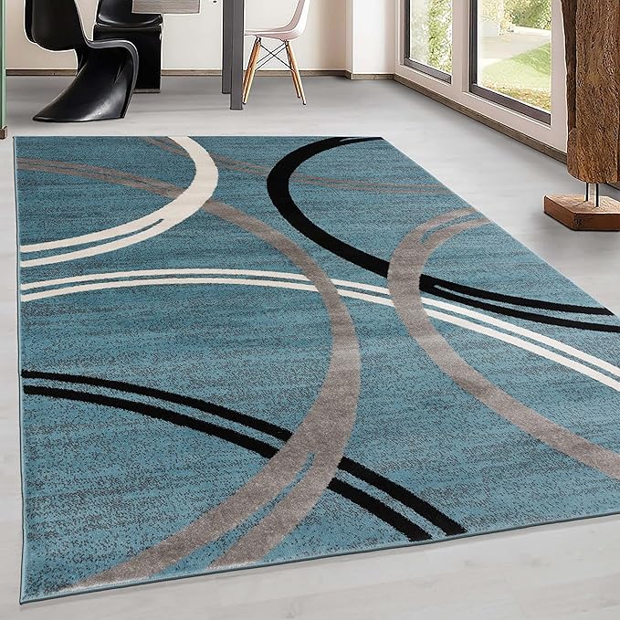 Rugshop Modern Wavy Circles Design Area Rug 5' 3" x 7' 3" Blue