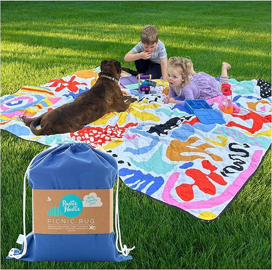 Jumbo Picnic Rug, Large Picnic Mat, 6'7" x 6'7", Outdoor Waterproof Picnic Blanket Beach Mat, Foldable & Waterproof, Picnic Blankets Ideal for Beach & Park, Outdoor Blanket, Pop Pip Pow