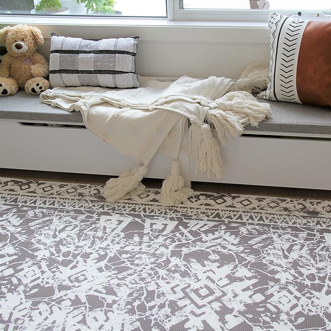 Cushmat Stylish Reversible Foam Play Mat (Large, Explorer - Ash Rose) - Soft, Waterproof, Durable Play mat for Infants, Babies, Toddler, Kids & Grownup - 6.5ft x 4.5ft