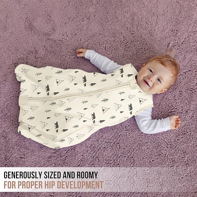 Mama Cheetah Baby Sleep Sack 0.5 TOG, Organic Cotton Baby Wearable Blanket with Two-Way Zipper, Swaddle Transition Baby Sleeping Bag for Newborn Infant Toddler Boy Girl, 24-48 Months