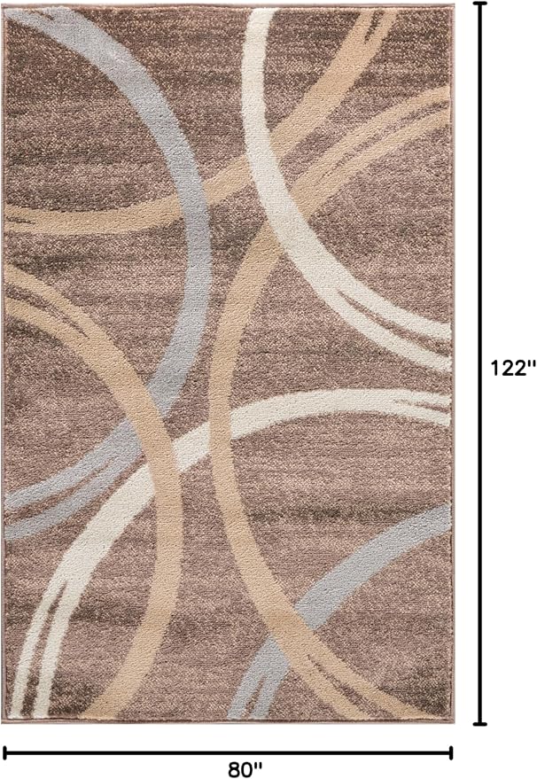 Rugshop Modern Wavy Circles Design Area Rug 2'7" x 4' Brown