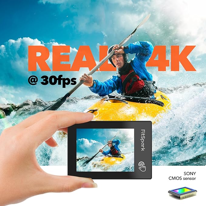 Eagle i15 ProMax Real 4k30FPS 20MP WiFi Action Camera Touch Screen EIS Stabilization Dual Screens Underwater Waterproof Sports Camera, 2 Batteries, Dock, External Microphone, Accessories Kit