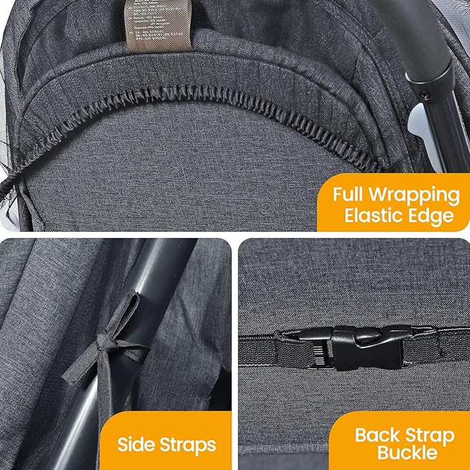 Orzbow Universal Mosquito Net for Stroller, Baby Bug Net with Two-Way Zippers & Storage Bag, Breathable & Foldable Mosquito Nets for Strollers, Car Seat, Bassinet, Cradle, Portable Mini Crib, Black