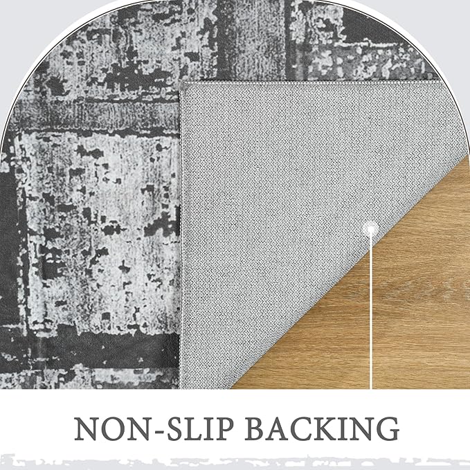 LOCHAS Rug for Living Room, Washable Soft Area Rugs for Bedroom 8x10, Abstract Carpet for Indoor Office Kids Dining Room Nursery Floor, Grey Geometric Vintage Home Decor, Non Slip, Pet Child Friendly