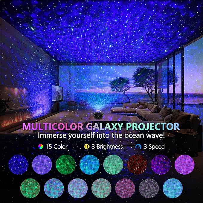 FlyEagle Galaxy Projector for Bedroom, Light Projector Star Projector Galaxy Light with Bluetooth Speaker, Timer, APP & Remote Control for Kids