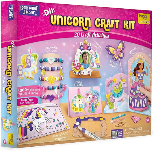 Imagimake Unicorn Craft Kit | 20+ Mess Free Activities | Bracelet Making Kit, Magnetic Board Princess Dress Up, Unicorn Stickers and More | 5,6,7,8 Year Old Girl Birthday Gift | Crafts for Girls 8-12