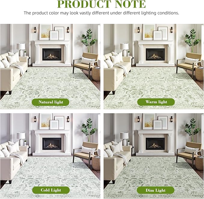 Sage 3x7 Runner Rug for Hallways Bed Side Kitchen, Boho Washable Distressed Low-Pile Floor Entryway Long Bathroom Mat, Non-Slip Laundry Room Washstand Front Carpet Green 36x84 Inch