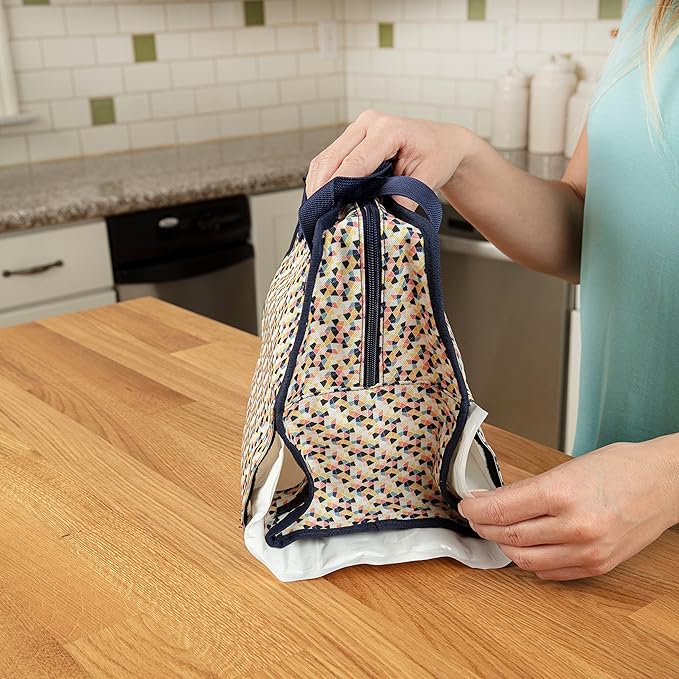 Dr. Brown's Fold & Freeze Bottle Tote, Travel Baby Bottle Insulated Cooler Bag, Store Up to 6 Baby Bottles, Geometric Multicolor, BPA Free