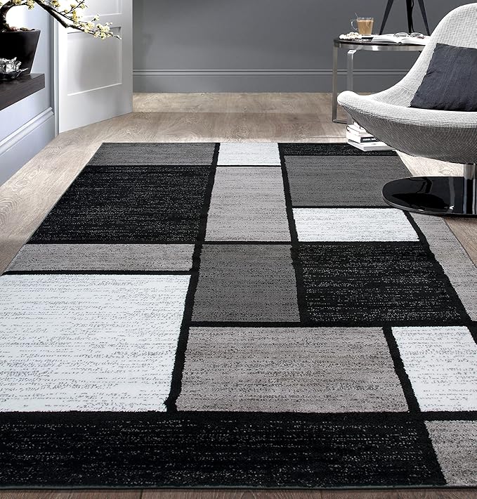 Rugshop Contemporary Modern Boxes for Home Office,Living Room,Bedroom,Kitchen Non Shedding Area Rug 10' X 14' Gray