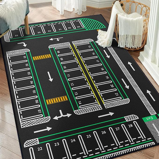 Play Mat 5'x 6'6" Traffic System Playmat Car Rugs for Toy Boys Carpet City Pretend Play Carpet Educational Road Traffic Play Mat for Bedroom Play Room Non-Slip Washable