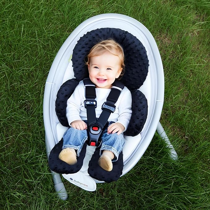 Pro Goleem Infant Car Seat Insert, Babybody Support for Toddler, Soft Minky Preemie Car Seat Insert, 2-in-1 Reversible, Perfect for Carseats, Strollers, Swings, Black