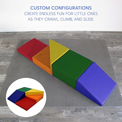Factory Direct Partners 12366-AS SoftScape Playtime Corkscrew Climber for Infants and Toddlers, Colorful Beginner Soft Foam Structure for Indoor Active Play (5-Piece Set) - Assorted
