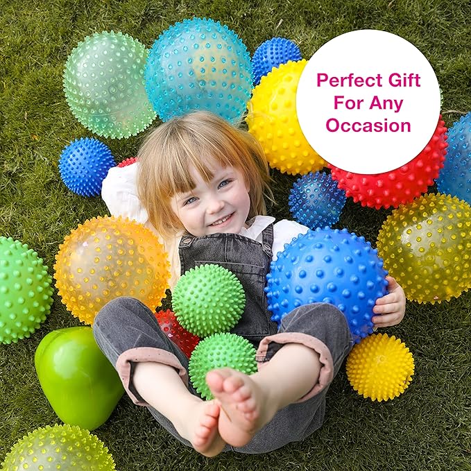 Edushape Sensory Ball for Baby - 7” Transparent Trendy Color Baby Ball that Helps Enhance Gross Motor Skills for Kids Aged 6 Months & Up - Pack of 1 Vibrant Colorful and Unique Textured Ball for Baby
