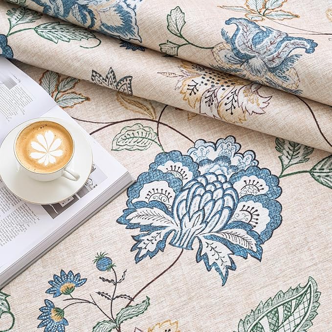 jinchan 3x5 Floral Rug for Entryway Washable Kitchen Rug Vintage Romance Design Small Mat Non Slip Indoor Doormat Lightweight Low-Profile Throw Carpet for Entrance Bathroom Laundry Room, Blue/Beige