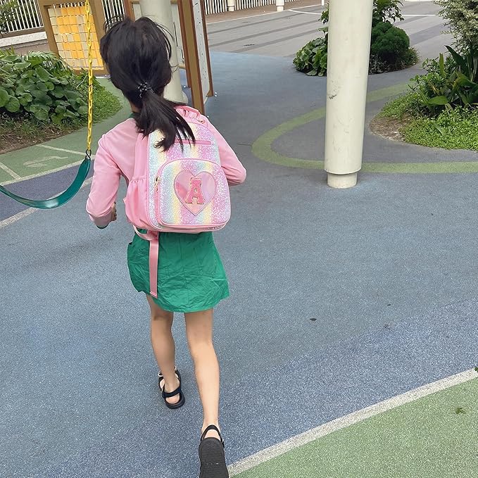 I IHAYNER Kids Glitter Lightweight Backpack for School Travel & Daycare, Toddler Backpack for Girls 3+ Preschool Kindergarten Elementary Kids Backpack-Rainbow Pink N
