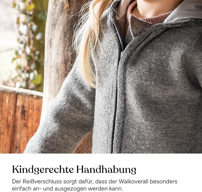 Ehrenkind® WOOLEN JUMPSUIT for Infants and Kids, Warm infant One-Piece made of natural virgin wool with zipper