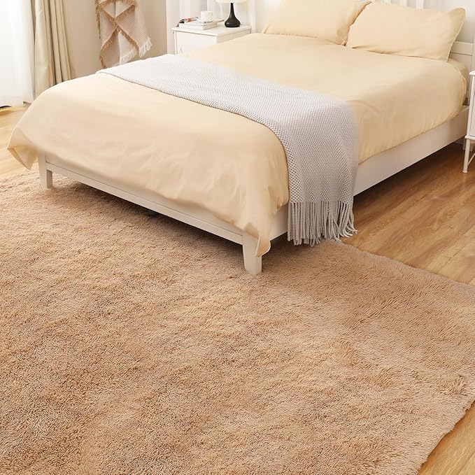 Area Rug 4x5.8, Ultra Soft Rugs for Living Room, Plush Carpet Rugs for Bedroom, Non-Slip Indoor Rug for Nursery, Study Room, Playroom, Home Decor, Camel