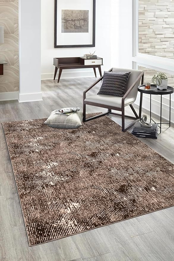 Non-Slip Washable 5x7 Area Rugs for Living Room Bedroom, Ultra Soft Bedside Rug, Indoor Floor Carpet for Kids Girls and Boys, Dorms, Nursery Rooms, Non-Skid Area Rug, Abstract Brown Beige, 5' x 7'