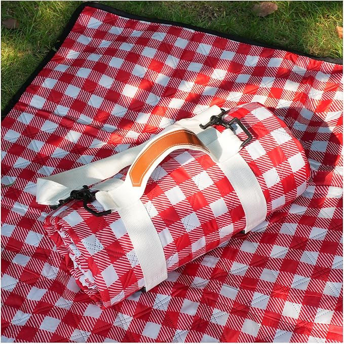 Genovega Waterproof Picnic Blanket Beach Outdoor Camping Mat Extra Large Foldable Cute Big Travel Essential Accessories Gift Park Patio Lawn Garden Grass Ground Music Festival Must Have Checkered
