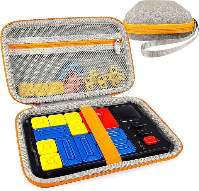 Case Compatible with Giiker Super Slide Brain Games, Protective Storage Bag Holder for Giiker Brain Teaser Puzzles Games Toys (Only Case) (Orange-Grey)