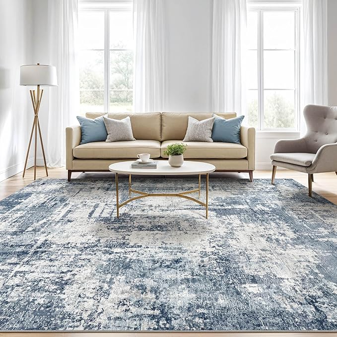 9x12 Area Rug Living Room: Washable Large Abstract Soft Rugs Stain Resistant Indoor Non-Slip Carpet for Men Modern Home Enthusiasts Aged 25-45 - High Traffic Areas - Bedroom Office Playroom