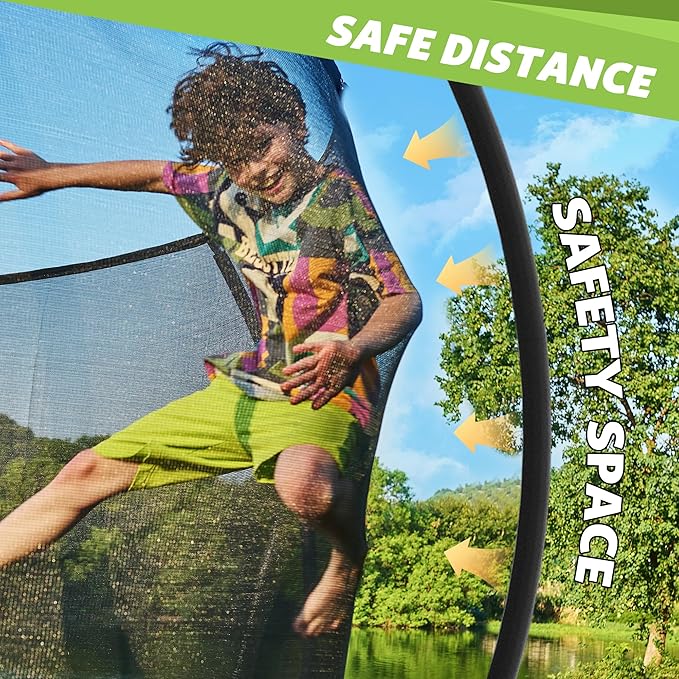 14FT 12FT 10FT 16FT Trampoline with Safety Enclosure, Anti-Rust Coating – ASTM Certified, Heavy-Duty Outdoor Trampoline with Ladder – for Kids & Adults