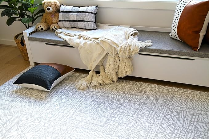 Cushmat Stylish Reversible Foam Play Mat (Large, Explorer - Gray Sand) - Soft, Waterproof, Durable Play mat for Infants, Babies, Toddler, Kids & Grownup - 6.5ft x 4.5ft