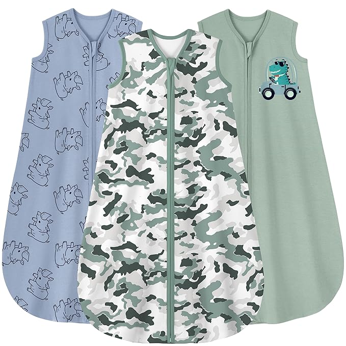 Yoofoss Baby Sleep Sack 18-24 Months Baby Wearable Blanket 100% Cotton 2-Way Zipper TOG 0.5 Toddler Sleeping Sack 3 Pack, Lightweight Sleep Sacks for Babies(X-Large)