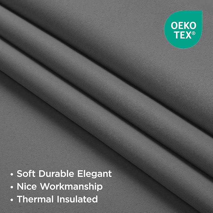 Joydeco Blackout Curtains 96 Inches Long, Thermal Insulated Black Out Curtains 2 Panels Set for Bedroom, Room Darkening Drapes for Living Room Window (W52 x L96 Inch, Light Grey)