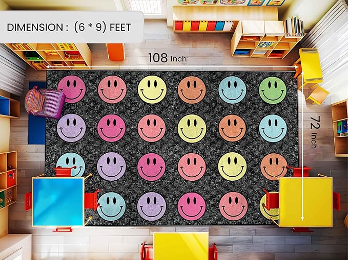 OLEEK Large Classroom Rug Elementary 6x9 - Classroom Rugs for Kids Room - Classroom Carpet Elementary - Kids playroom Rug 6 x 9 - Preschool Rugs for Classroom - Schoolgirl Style Classroom Decor