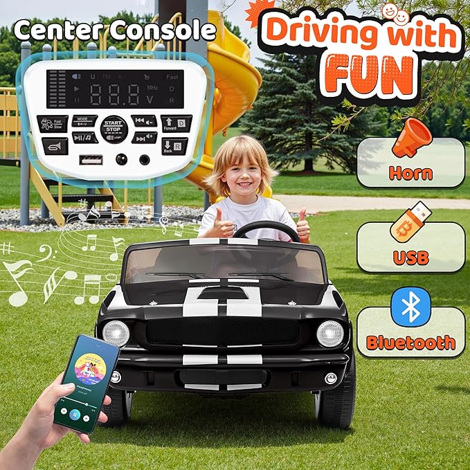 24V 2 Seater Ride on Toys, Licensed Shelby Cobra Kids Power Car Wheeler Ride On Toy w/ 2WD/4WD Switchable, Remote Control, 19" Spacious Seat, 4 Spring Suspension, Music, Bluetooth