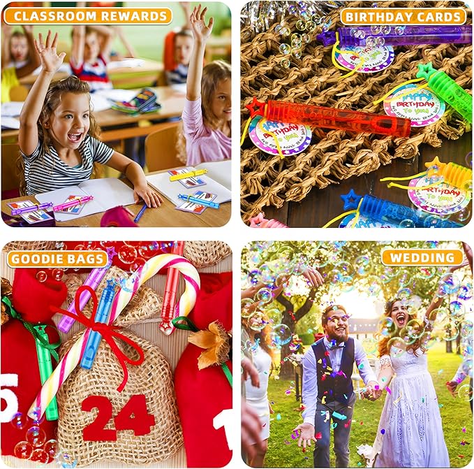 400 Pack 10 Colors Bulk Bubble Wands,Party Favors Bubbles Wand for Kids,Perfect for Summer Outdoor Toys,Goody Bags Stuffer Bubbles,Carnival Prize,Birthday,Wedding,Classroom