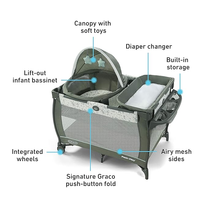 Graco Pack 'n Play Travel Dome Playard | Includes Travel Bassinet