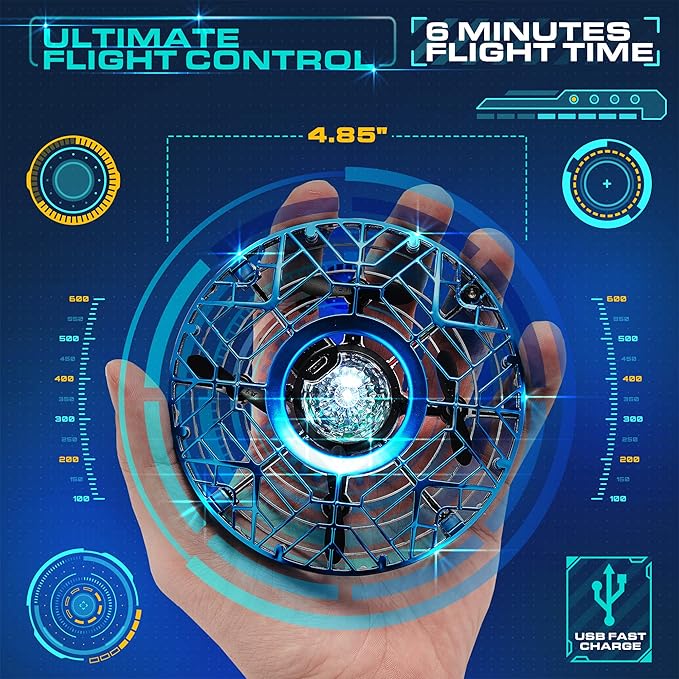 Force1 Scoot Pro Hand Operated Drone for Kids or Adults - Induction Hands Free Motion Sensors Mini Drones with Bright LED Projection, 360 Flips, Easy Indoor Small UFO Flying Orb Ball Drone Toy