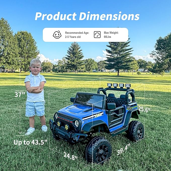 24V Kids Ride on Car, Kids Electric Vehicles Car Ride on Toy Truck for Toddlers w/Remote Control, 400W Motor - Blue